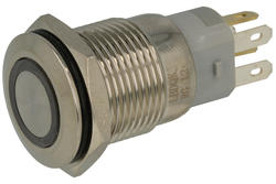Przełącznik; przyciskowy; A-PBW16B/RG; OFF-(ON); 1 tor; podświetlenie LED 12V; czerwono-zielony; symbol power; monostabilny; na panel; 2A; 250V AC; 16mm