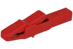 Crocodile clip; AK2B RT / 932435101; red; 81mm; pluggable (4mm banana socket); 25A; 300V; nickel plated brass; Hirschmann; RoHS