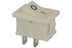 Switch; rocker; MRS101-2; ON-OFF; 1 way; white; no backlight; bistable; 4,8x0,8mm connectors; 13x19,2mm; 2 positions; 3A; 250V AC