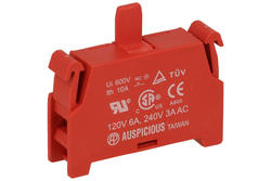 Contact block; B-1-C NC; 3A; 240V AC; 1,1A; 240V DC; red; plastic; NC; 22mm panel mount; Auspicious; RoHS