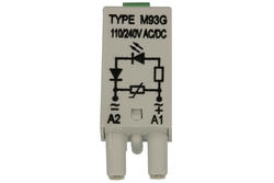 Moduł; sygnalizacyjny; zabezpieczający; LV M93G; 110÷230V; DC; AC; zielony; polaryzacja A1+; do gniazda; szary; Relpol; RoHS