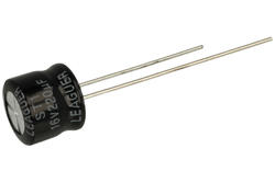 Kondensator; elektrolityczny; miniaturowy; 220uF; 16V; ST1; KE 220/16/8x7t; fi 8x7mm; 3,5mm; przewlekany (THT); luzem; Leaguer; RoHS