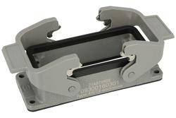 Connector housing; Han A; 09300160301; 16B; metal; straight; for panel; with double locking levers; low profile; silver; IP65; Harting; RoHS