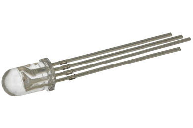 Dioda LED; LED-AL-RGB50-WC-1500; 5mm; czerwony; niebieski; zielony; Światłość: 1500mcd; 30°; przezroczysta; trójkolorowa (RGB); wspólna anoda; 2,2V; 20mA; 630nm; przewlekany (THT)