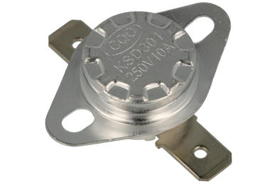 Thermostat; bimetallic; KSD301A-035h; NC; 35°C; 10A; 250V AC; metal diam.16x20mm with bracket; 6,3mm horizontal connectors; ceramic