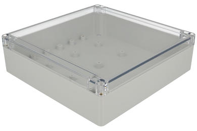 Enclosure; multipurpose; G2135C; polycarbonate; 190mm; 190mm; 55mm; IP65; light gray; transparent lid; recessed area on cover; Gainta; RoHS