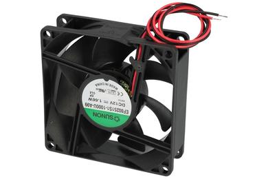 Fan; EF80251S1-1000U-A99; 80x80x25mm; slide bearing; 12V; DC; 1,66W; 69,29m3/h; 33dB; 120mA; 3200RPM; 2 wires; Sunon; RoHS; 4,5÷13,8V; 300mm