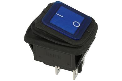 Switch; rocker; A-603B; ON-OFF; 2 ways; blue; LED 12-24V backlight; blue; bistable; 6,3x0,8mm connectors; 22x30mm; 2 positions; 16A; 250V AC; 20A; 12V DC