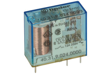 Relay; electromagnetic miniature; 40.31.9.024.0000; 24V; DC; SPDT; 10A; 250V AC; PCB trough hole; for socket; Finder; RoHS