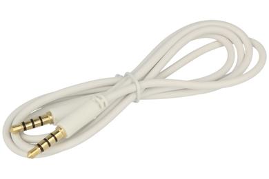 Plug with cable; jack 3,5; KJ2xW; stereo; straight; plastic; white; 2x panel mounted plug; with 1m cable; RoHS