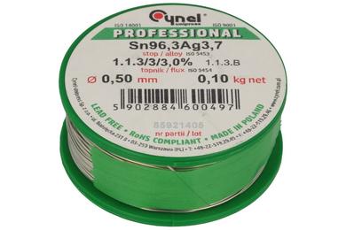 Soldering wire; 0,5mm; reel 0,1kg; Sn96,3Ag3,7/0,50/0,10; lead-free; Sn96,3Ag3,7; Cynel; wire; 1.1.3/3/3.0%; solder tin