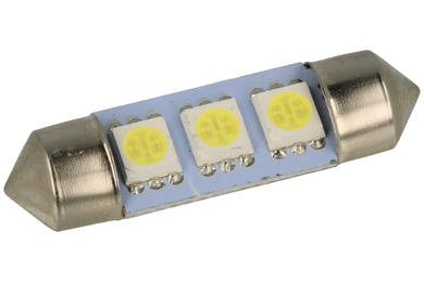 Bulb; LED; C5W 3xSMD5050; C5W; tubular; white; (cold) 6500K; 45,5÷65lm; 12V; DC; 0,6W; 11x36mm; RoHS