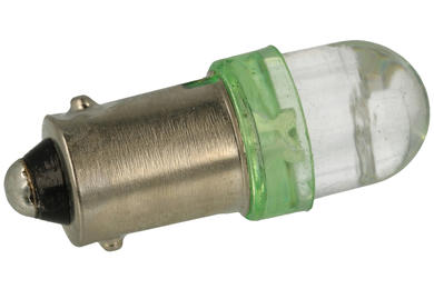 Bulb; LED; ZLZ12V; bayonet BA9S; tubular; green; 1,6lm; 20cd; 12V; DC; 1W; 11x29mm