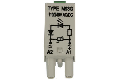 Module; signaling; protective; LV M93G; 110÷230V; DC; AC; green; N polarization; for socket; grey; Relpol; RoHS