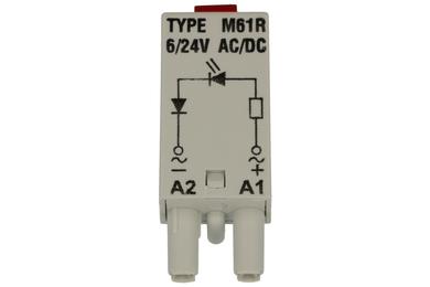 Module; signaling; L M61R; 6÷24V; AC; DC; red; N polarization; for socket; grey; Relpol; RoHS