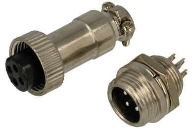 Connector; NC/4p-5; 4 ways; solder; 2,5mm2; 6mm; cable socket & panel mounted plug; 16mm; silver; black; 7A; DAFA LINKER; RoHS