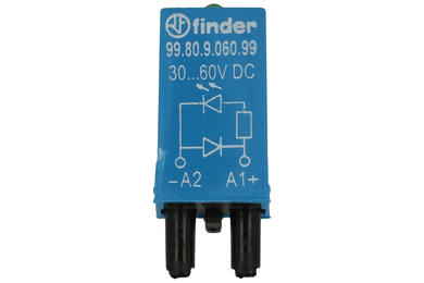 Moduł; sygnalizacyjny; zabezpieczający; 99.80.9.060.99; 28÷60V; DC; zielony; polaryzacja A1+; do gniazda; niebieski; Finder; RoHS