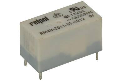 Relay; electromagnetic miniature; RM40-2011-85-1012; 12V; DC; SPDT; 5A; 250V AC; 30V DC; PCB trough hole; Relpol; RoHS