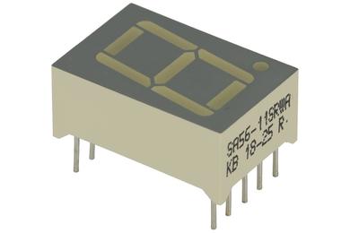 Wyświetlacz; LED; SA56-11SRWA; pojedynczy; czerwony; anoda; 7-segmentowy; 14,22mm; 12,7mm; 19,05mm; Kolor tła: szary; 4,7÷24mcd; 640nm; Kingbright; 20mA; 1,85V