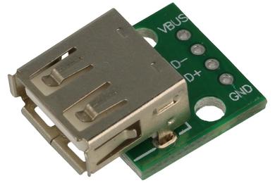 Socket; USB A; G/USB; USB 2.0; grey; for prototype plate; horizontal; metal