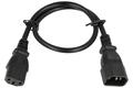 Cable; extension cord; WN111-3/07/0.5B; IEC C14 IBM straight plug; IEC C13 IBM straight socket; 0,5m; black; 3 cores; 0,75mm2; 10A; Lian Dung; PVC; round; stranded; Cu; RoHS