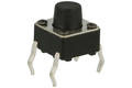 Tact switch; 6x6mm; 6mm; TS6601-6; 2,5mm; through hole; 4 pins; black; OFF-(ON); no backlight; 50mA; 12V DC; 160gf; KLS; RoHS