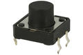 Tact switch; 12x12mm; 8,5mm; TM118; 5mm; through hole; 4 pins; black; OFF-(ON); no backlight; 50mA; 12V DC; 260gf; RoHS