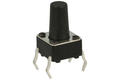 Tact switch; 6x6mm; 9,5mm; A06-A-9,5; 6mm; through hole; 4 pins; black; OFF-(ON); no backlight; 50mA; 12V DC; 160gf; Howo; RoHS