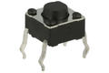 Tact switch; 6x6mm; 4,3mm; TS6601-4,3; 0,8mm; through hole; 4 pins; black; OFF-(ON); no backlight; 50mA; 12V DC; 160gf; KLS; RoHS