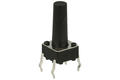 Tact switch; 6x6mm; 13mm; TS6601-13; 9,5mm; through hole; 4 pins; black; OFF-(ON); no backlight; 50mA; 12V DC; 160gf; KLS; RoHS