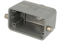 Connector housing; Han A; 19300101441; 10B; metal; straight; for cable; entry for M25 cable gland; for single locking lever; top single cable entry; grey; IP65; Harting; RoHS