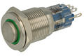 Przełącznik; przyciskowy; LAS2GQPH-11E/G/220V/S-FP; ON-(ON); 1 tor; podświetlenie LED 230V; zielony; ring; monostabilny; na panel; 3A; 250V AC; 16mm; IP67; Onpow; RoHS