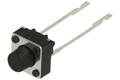 Tact switch; 6x6mm; 6mm; A06-D-6; 2,5mm; through hole; 2 pins; black; taped; OFF-(ON); no backlight; 50mA; 12V DC; 180gf; Howo; RoHS