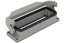 Connector housing; Han A; 09300240307; 24B; metal; straight; for panel; low profile; with single locking lever; grey; IP65; Harting; RoHS