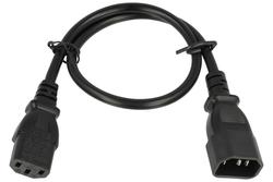 Kabel; przedłużacz; WN111-3/07/0.5B; gniazdo IEC C13 IBM proste; wtyk IEC C14 IBM prosty; 0,5m; czarny; 3 żyły; 0,75mm2; 10A; Lian Dung; PVC; okrągły; linka; Cu; RoHS