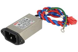 Plug; AC power; IEC C14 IBM; IJ-N06CE-S; straight; for panel; screw; module with line filter; 6A; 250V; with 0,2m cable; RoHS