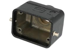 Connector housing; Han A; 09370061441; 6B; anodized aluminium; straight; entry for PG16 cable gland; top single cable entry; black; IP65; Harting; RoHS