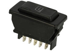 Przełącznik; klawiszowy (kołyskowy); MZ237; (ON)-OFF-(ON); 2 tory; czarny; podświetlenie LED 12V; czerwony; monostabilny; konektory 4,8x0,8mm; 20,8x41,4mm; 3 pozycje; 20A; 12V DC