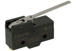 Microswitch; Z15G1701; lever; 63mm; 1NO+1NC common pin; snap action; screw; 15A; 250V; IP40; Highly; RoHS