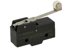 Microswitch; Z-15GW2-B; lever with roller; 38mm; 1NO+1NC common pin; snap action; screw; 15A; 250V; Howo