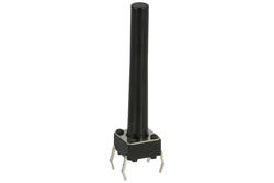 Tact switch; 6x6mm; 26mm; TS6601-26; 22,5mm; through hole; 4 pins; black; OFF-(ON); no backlight; 50mA; 12V DC; 180gf; KLS; RoHS