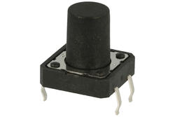 Tact switch; 12x12mm; 12mm; TS1202-12; 8,7mm; through hole; 4 pins; black; OFF-(ON); no backlight; 50mA; 12V DC; 180gf; KLS; RoHS