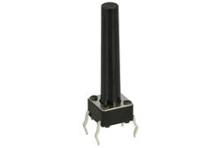 Tact switch; 6x6mm; 21mm; A06-A-21; 17,5mm; through hole; 4 pins; black; OFF-(ON); no backlight; 50mA; 12V DC; 160gf; Howo; RoHS