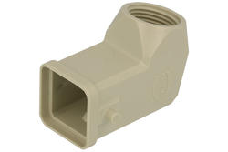Connector housing; Han A; 19200030620; 3A; plastic; angled 90°; for cable; entry for M20 cable gland; for single locking lever; one side cable entry; grey; IP65; Harting; RoHS