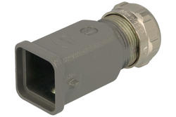 Connector housing; Han A; 19200031421; 3A; metal; straight; for cable; with M25 cable gland; for single locking lever; top single cable entry; grey; IP65; Harting; RoHS