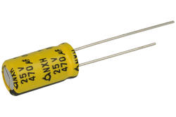 Kondensator; elektrolityczny; niskoimpedancyjny; 470uF; 25V; NXH25VB470M 8x15; fi 8x15mm; 3,5mm; przewlekany (THT); luzem; Samyoung; RoHS