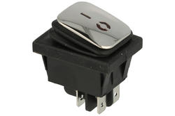 Przełącznik; klawiszowy (kołyskowy); A-KCD4-MR2; ON-OFF; 2 tory; srebrny; podświetlenie LED 230V; czerwony; bistabilny; konektory 6,3x0,8mm; 21,7x28,5mm; 2 pozycje; 16A; 250V AC