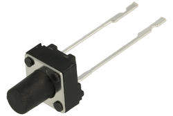 Tact switch; 6x6mm; 8mm; TS6607-8; 4,5mm; through hole; 2 pins; black; OFF-(ON); no backlight; 50mA; 12V DC; 180gf; KLS; RoHS