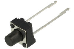 Tact switch; 6x6mm; 7mm; TS6607-7; 3,5mm; through hole; 2 pins; black; OFF-(ON); no backlight; 50mA; 12V DC; 180gf; KLS; RoHS