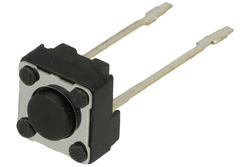 Tact switch; 6x6mm; 4,3mm; Model 1a; 0,8mm; through hole; 2 pins; black; OFF-(ON); no backlight; 50mA; 12V DC; 160gf